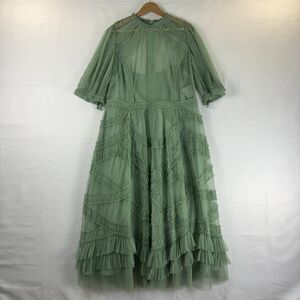 Mac Duggal Mint Green Tiered Midi Dress
